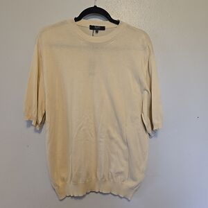 Raffi Womens Short Sleeved Sweater Cream XL NWT